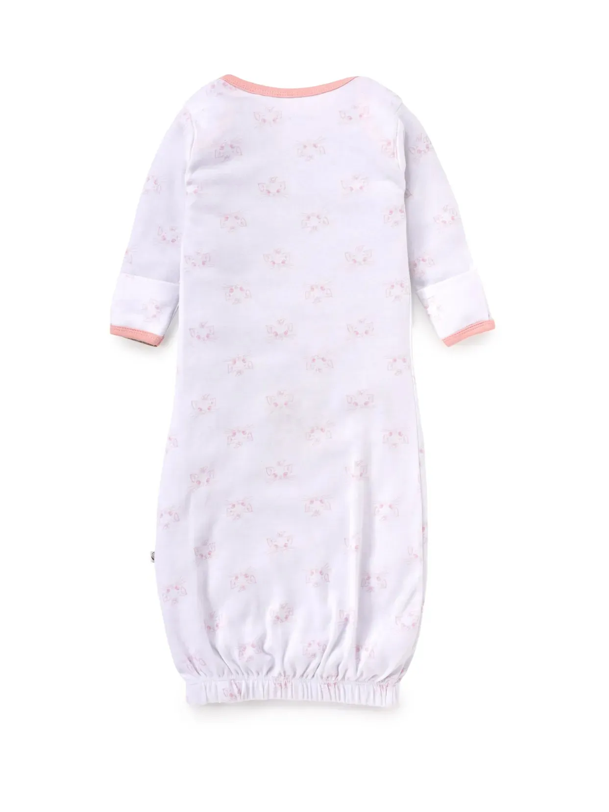 Full sleeve white & pink sleeping gown for baby girl