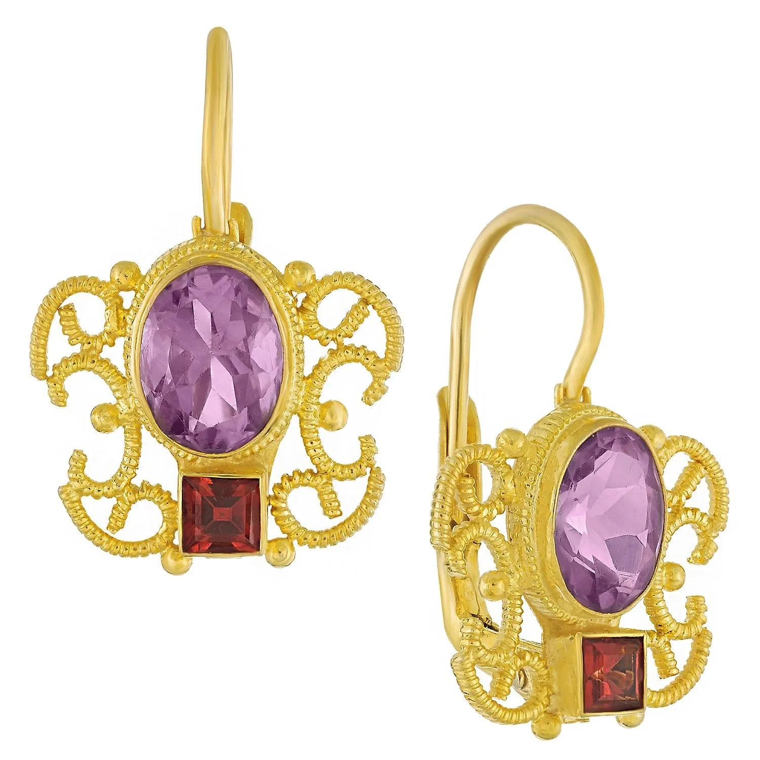 Gazebo Amethyst and Garnet Earrings