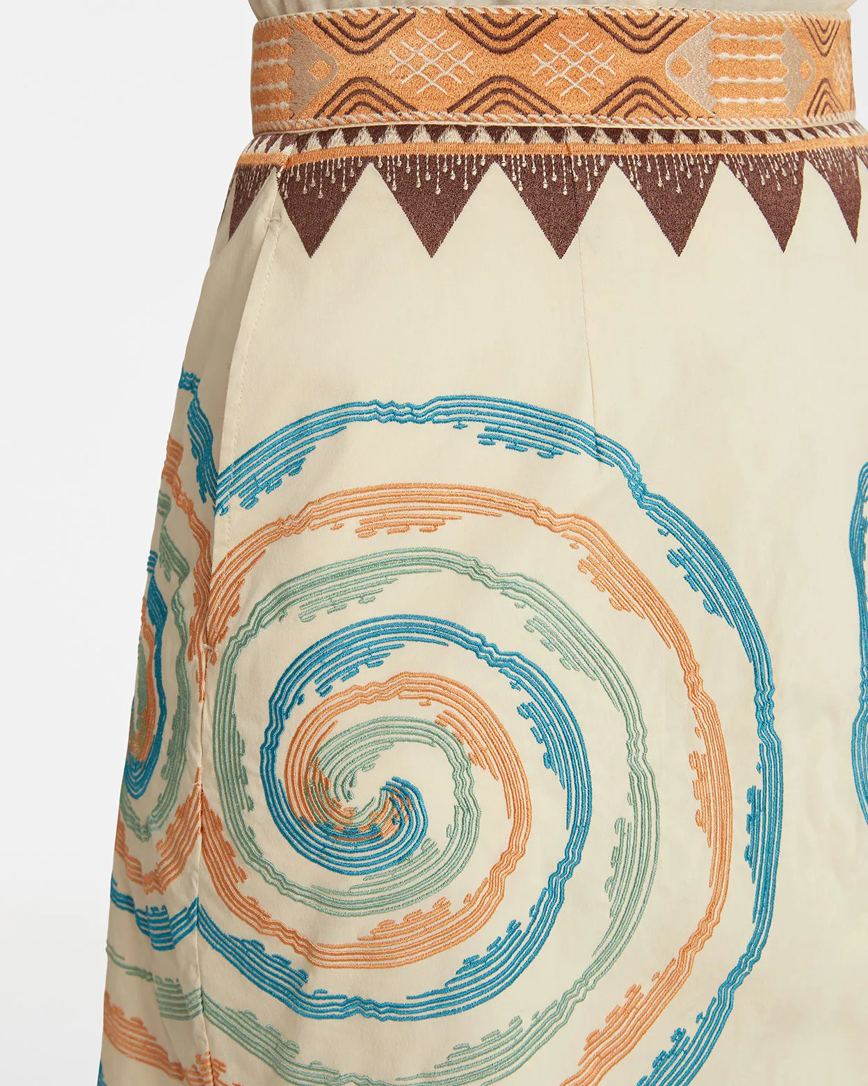 Giuliana Mini-skirt with Sacred Bulls Embroidery