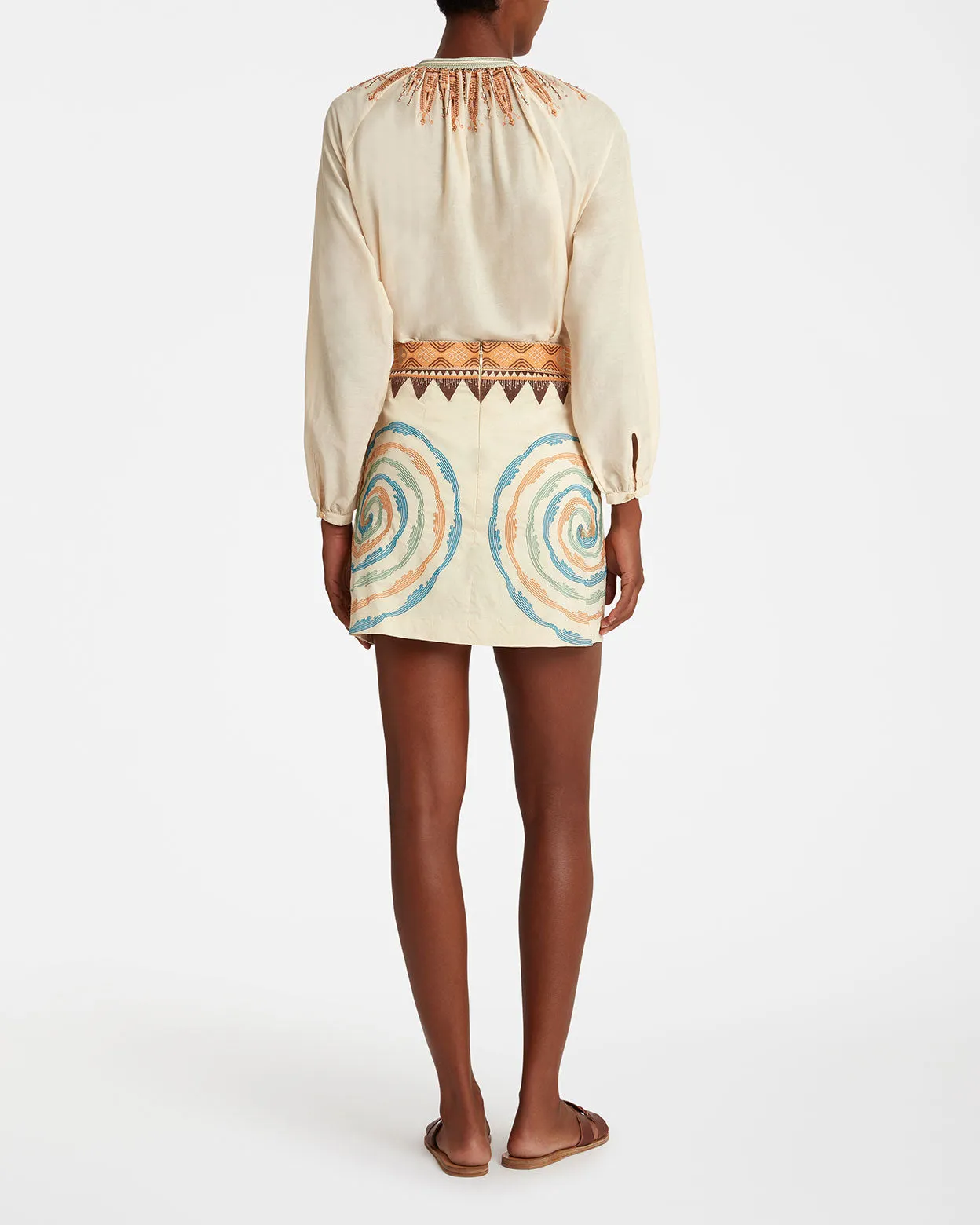 Giuliana Mini-skirt with Sacred Bulls Embroidery