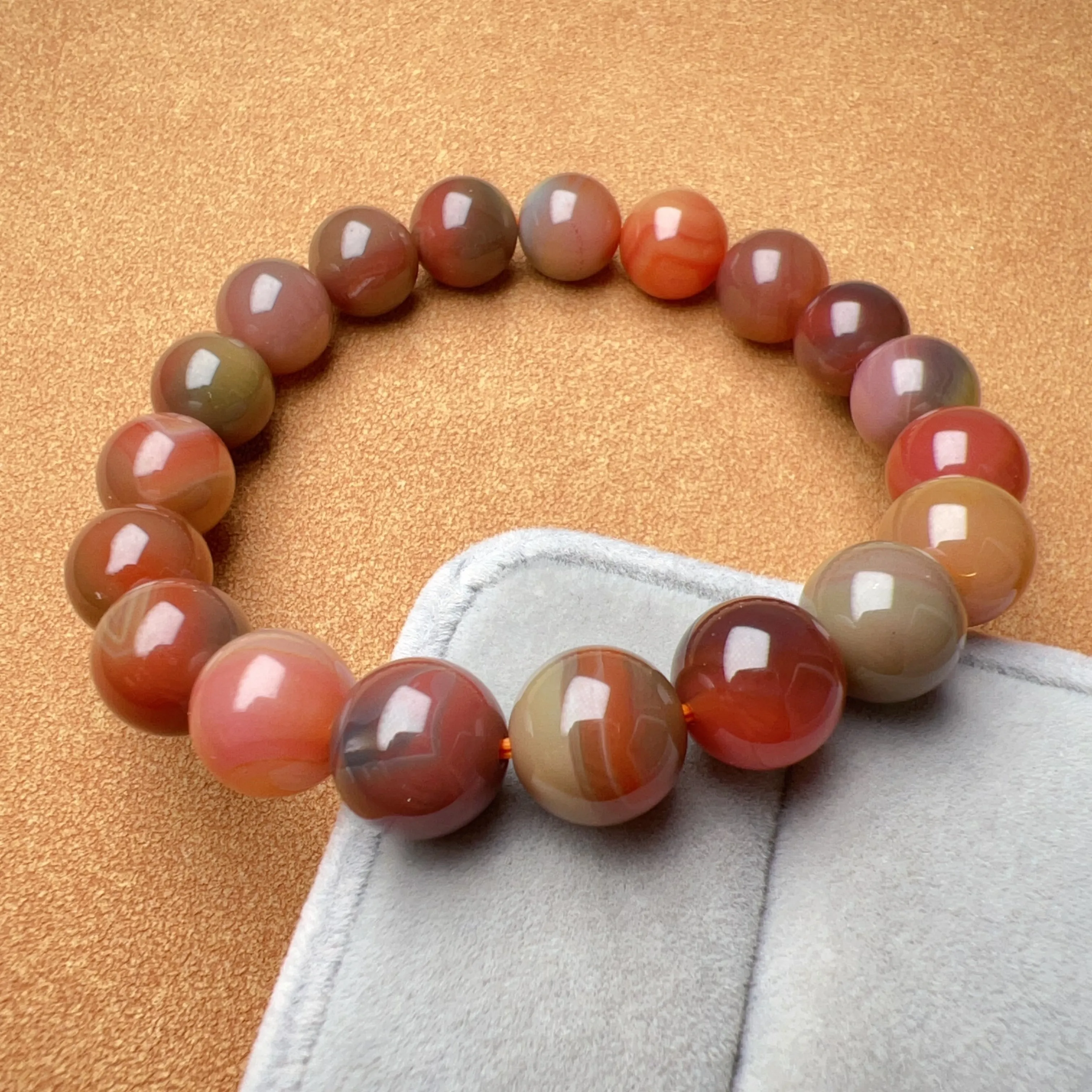 High-quality Natural Assorted Color Yanyuan Agate Bracelet with 10.8mm Beads | Stone of Strength