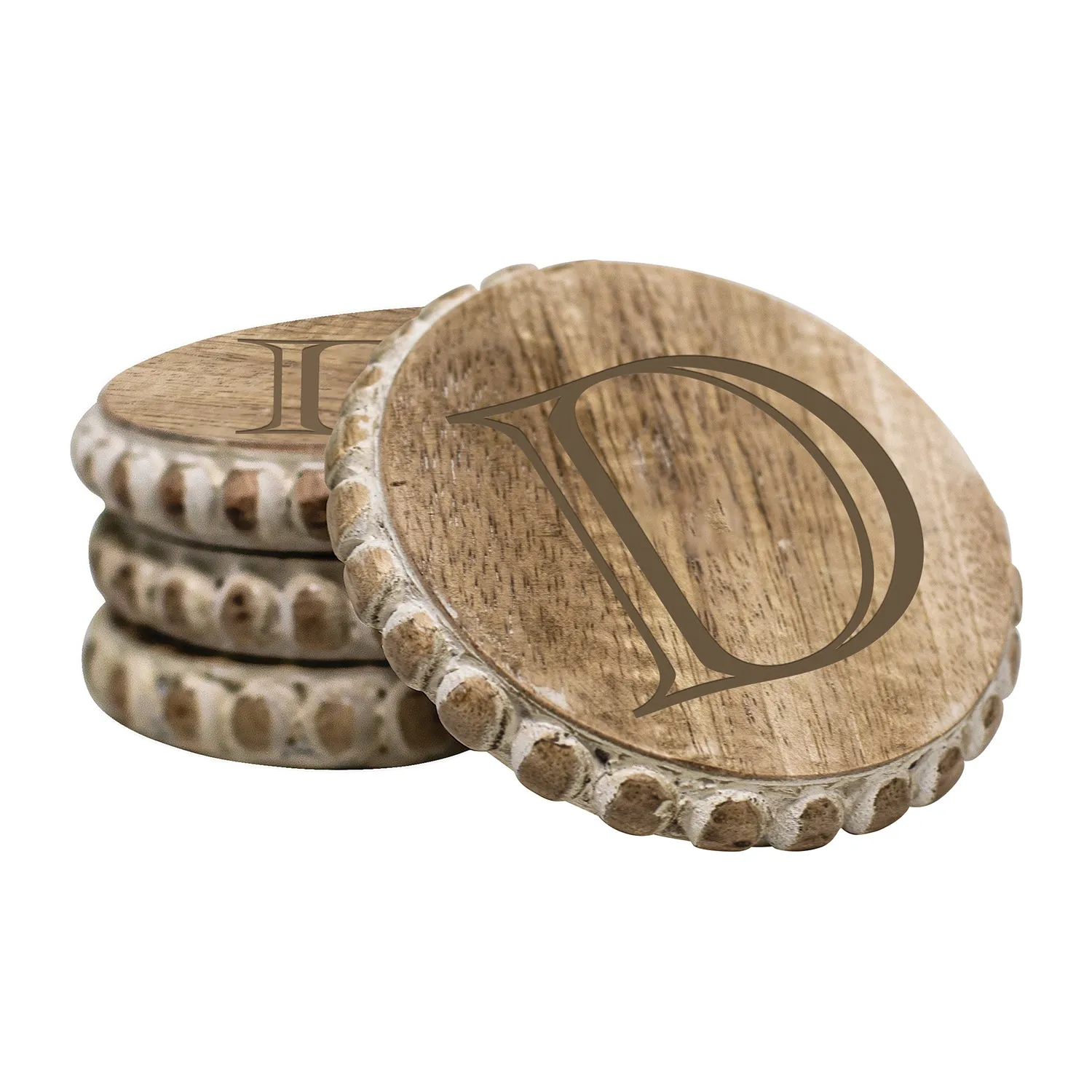 Initial Wood Coasters | Beaded Wood