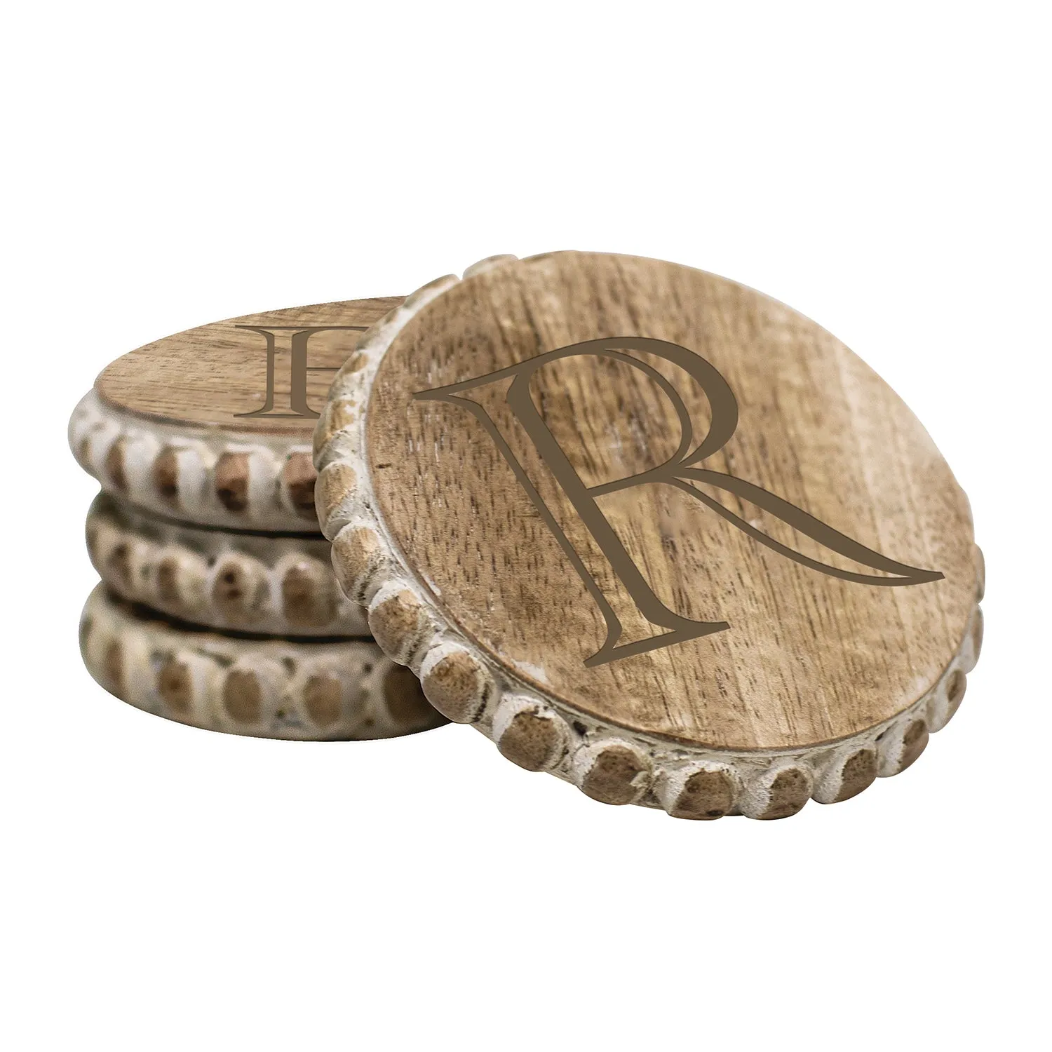 Initial Wood Coasters | Beaded Wood