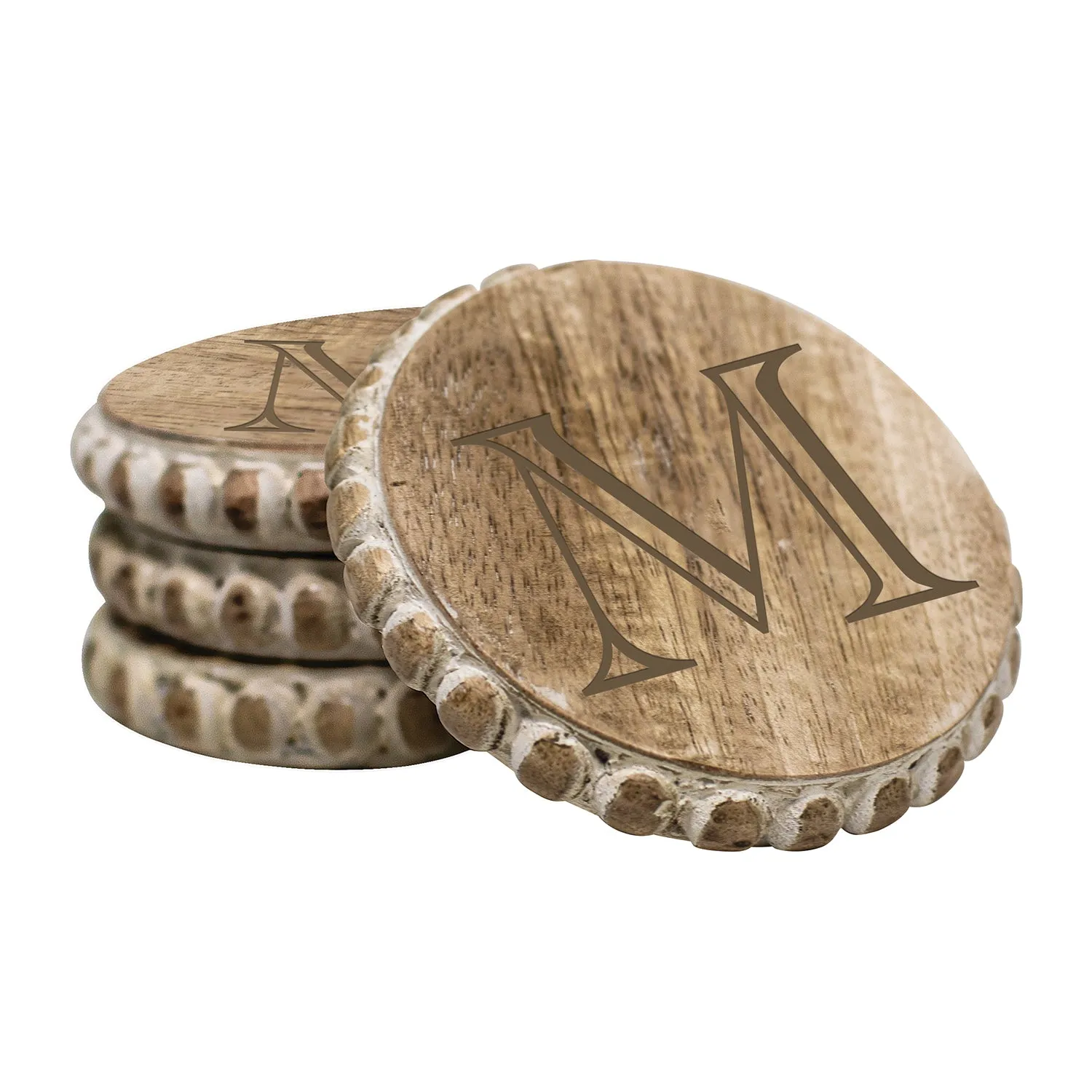 Initial Wood Coasters | Beaded Wood