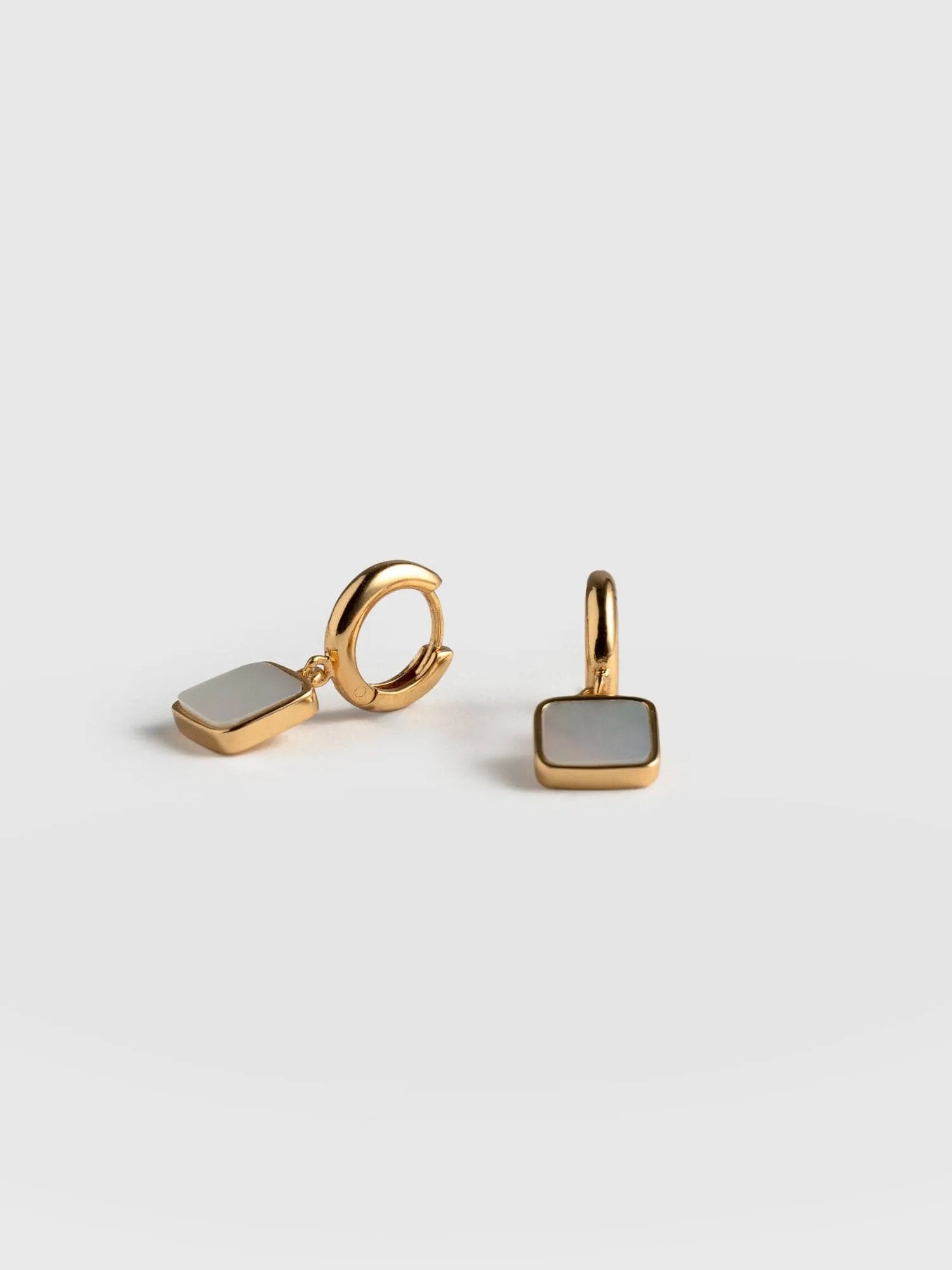 Iridescence Square Drop Huggie Earrings - Gold