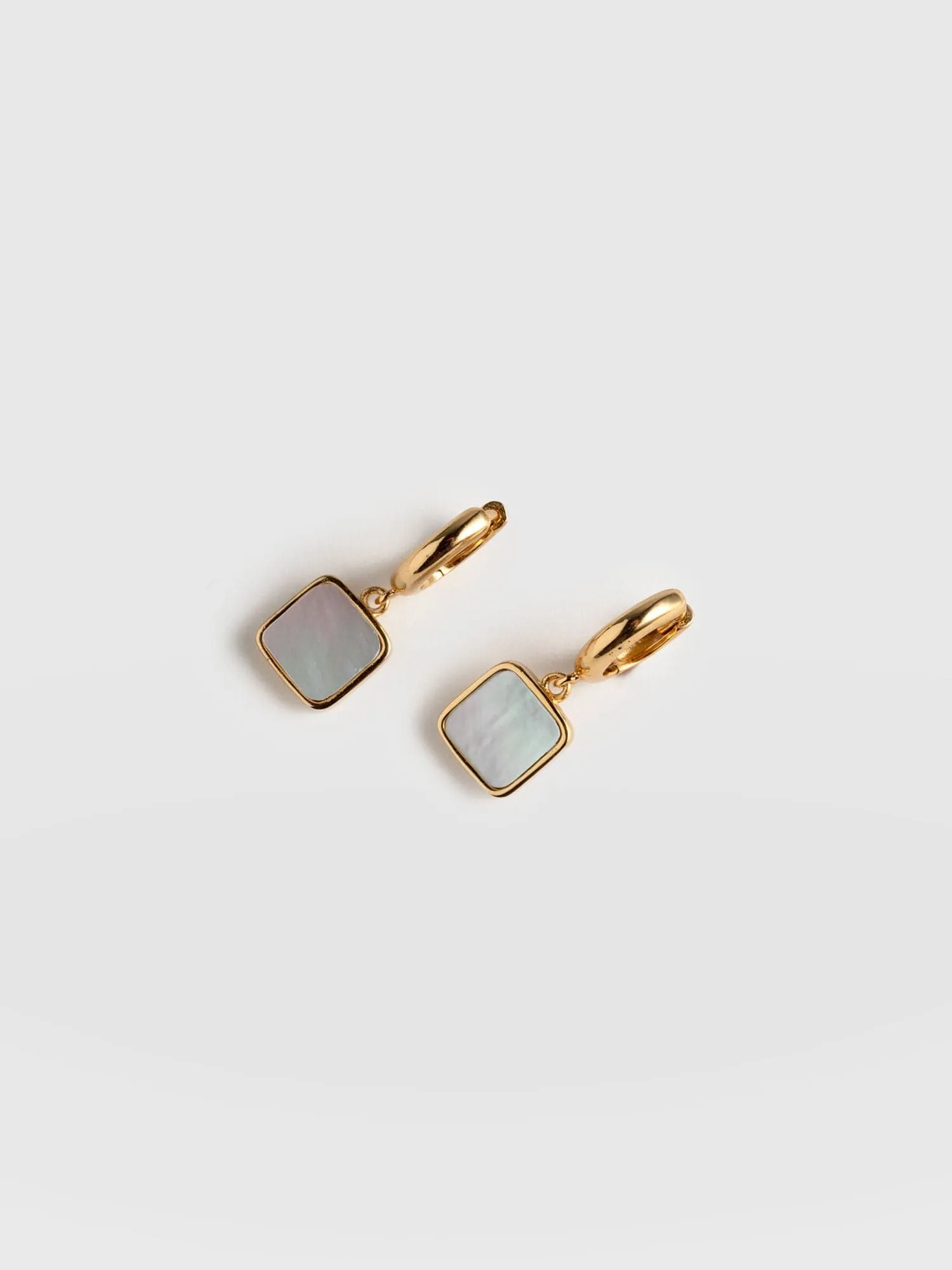 Iridescence Square Drop Huggie Earrings - Gold