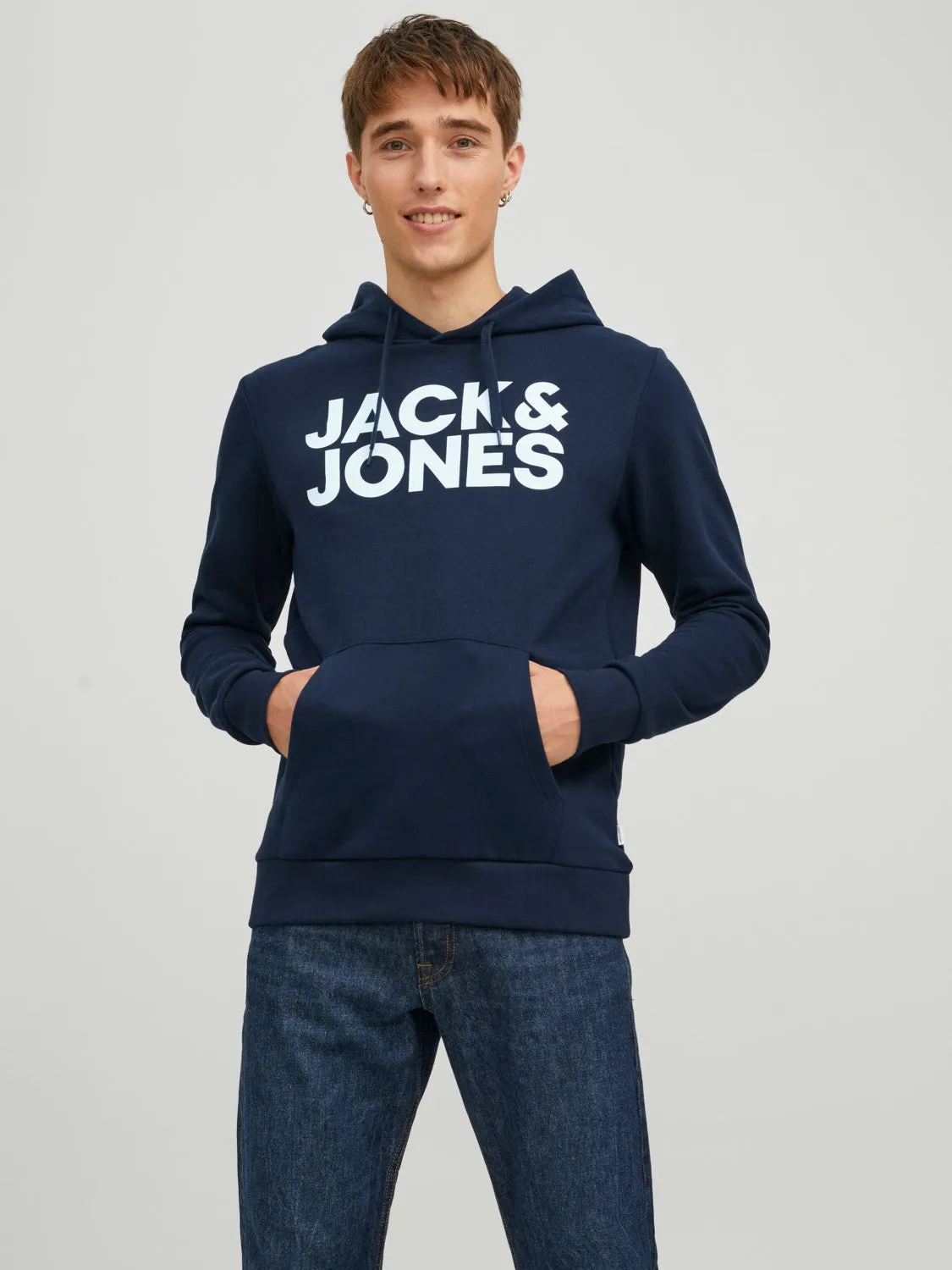 Jack & Jones Men's 'JJECORP' Hoodie Logo Sweatshirt