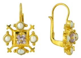 Jeanne De Bourbon Amethyst and Pearl Earrings