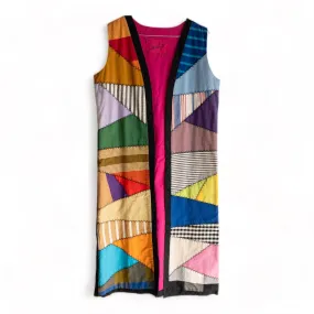 Josefa Mexico Colorful Cotton Patchwork Sleeveless Duster Vest