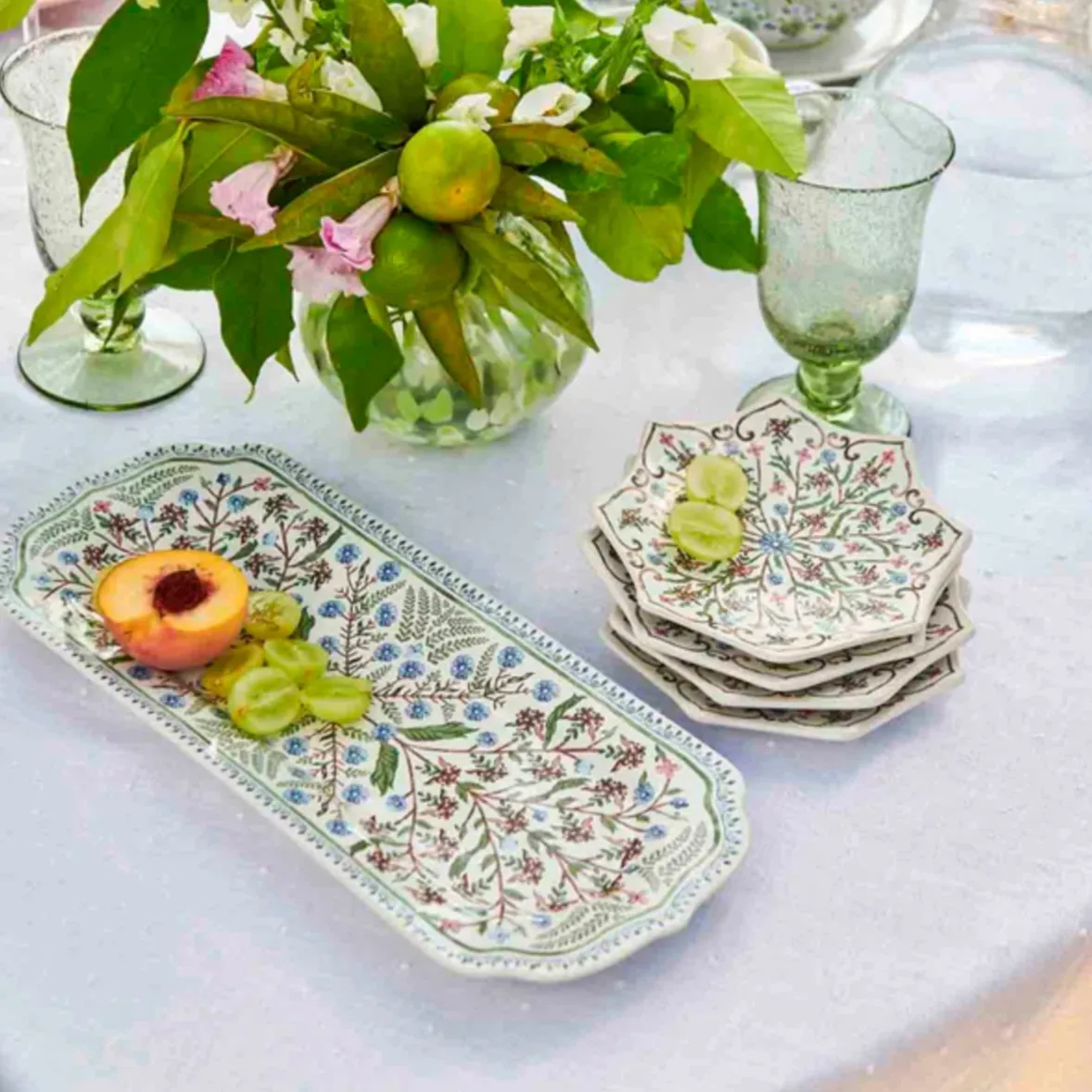 Juliska Villa Seville Scalloped Chambray Cocktail Plates Set/4