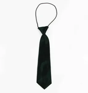 Kids Boys Bottle Green Elastic Plain Neck Tie