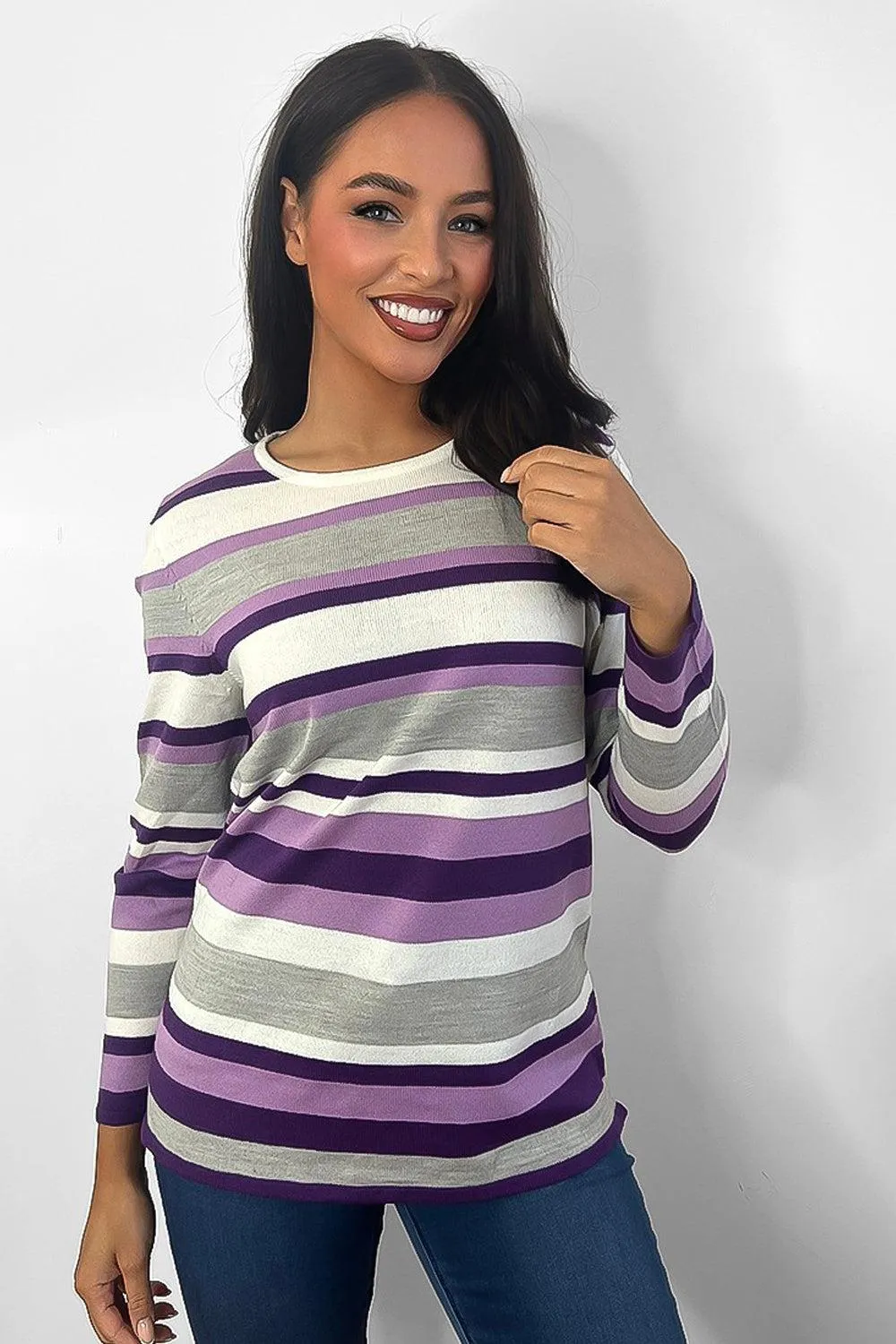 Low Scoop Neck Stripy Jumper