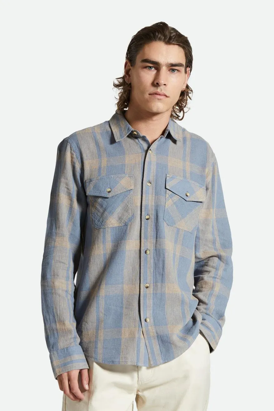 Memphis Linen Blend L/S Shirt - Flint Stone Blue/Sand