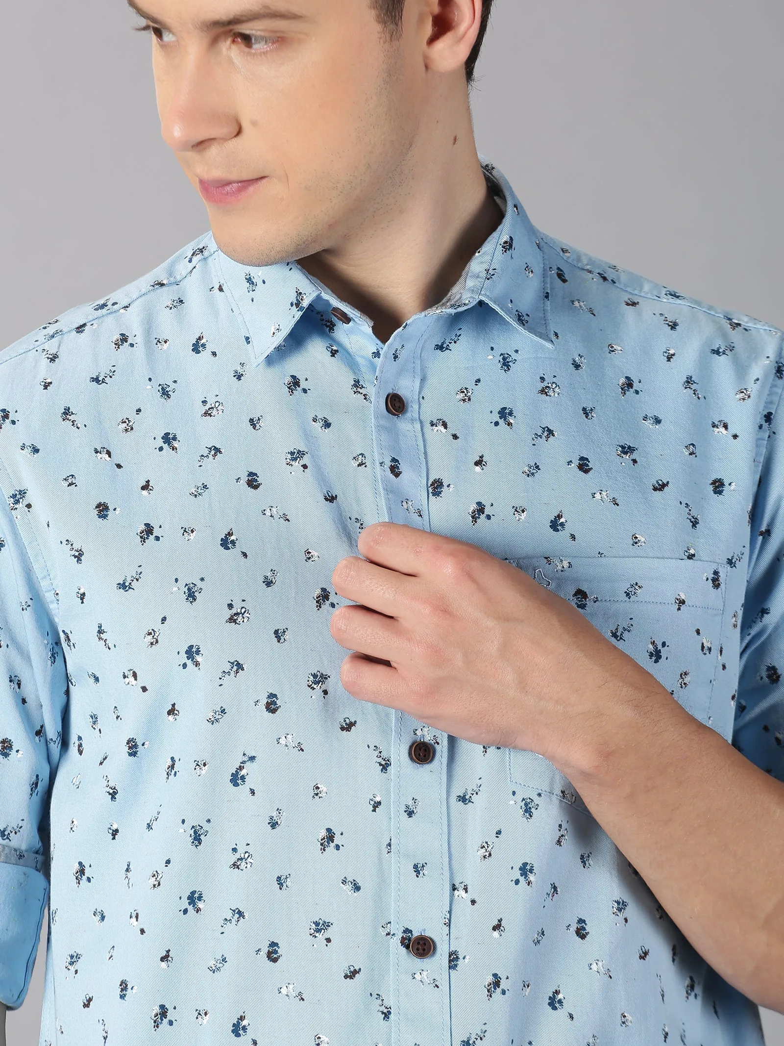 MEN'S BLUE PRINT SLIM FIT SHIRT