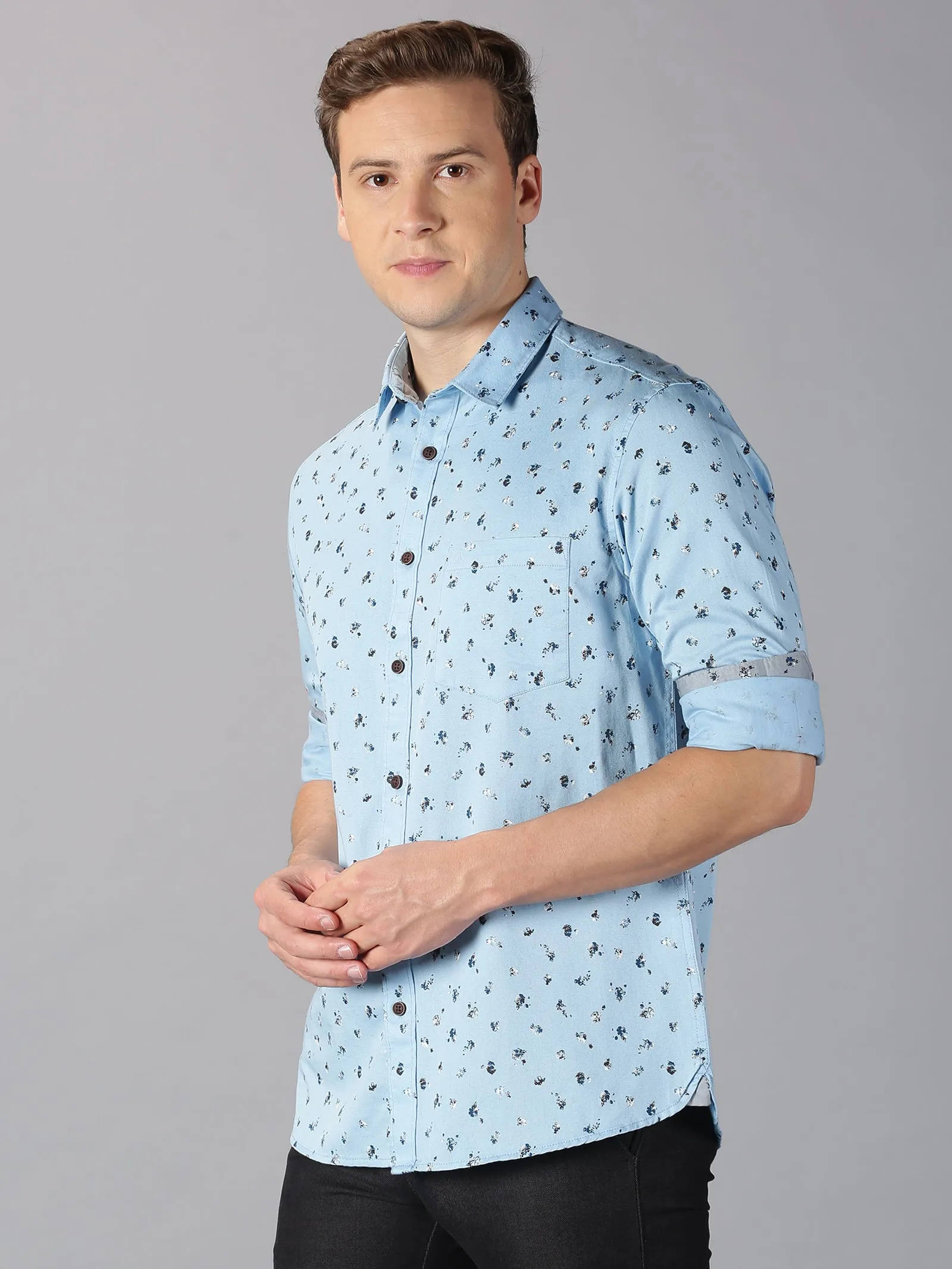 MEN'S BLUE PRINT SLIM FIT SHIRT