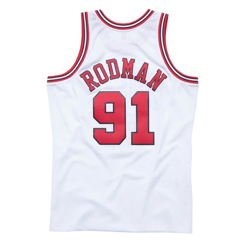 Men's Chicago Bulls Dennis Rodman Mitchell & Ness White 1997-98 Hardwood Classics Swingman Jersey