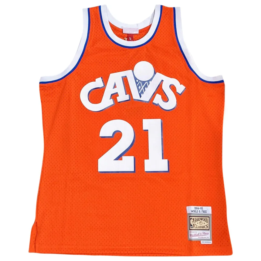 Men's Cleveland Cavaliers World B. Free Orange 1984-85 Hardwood Classics Swingman Jersey