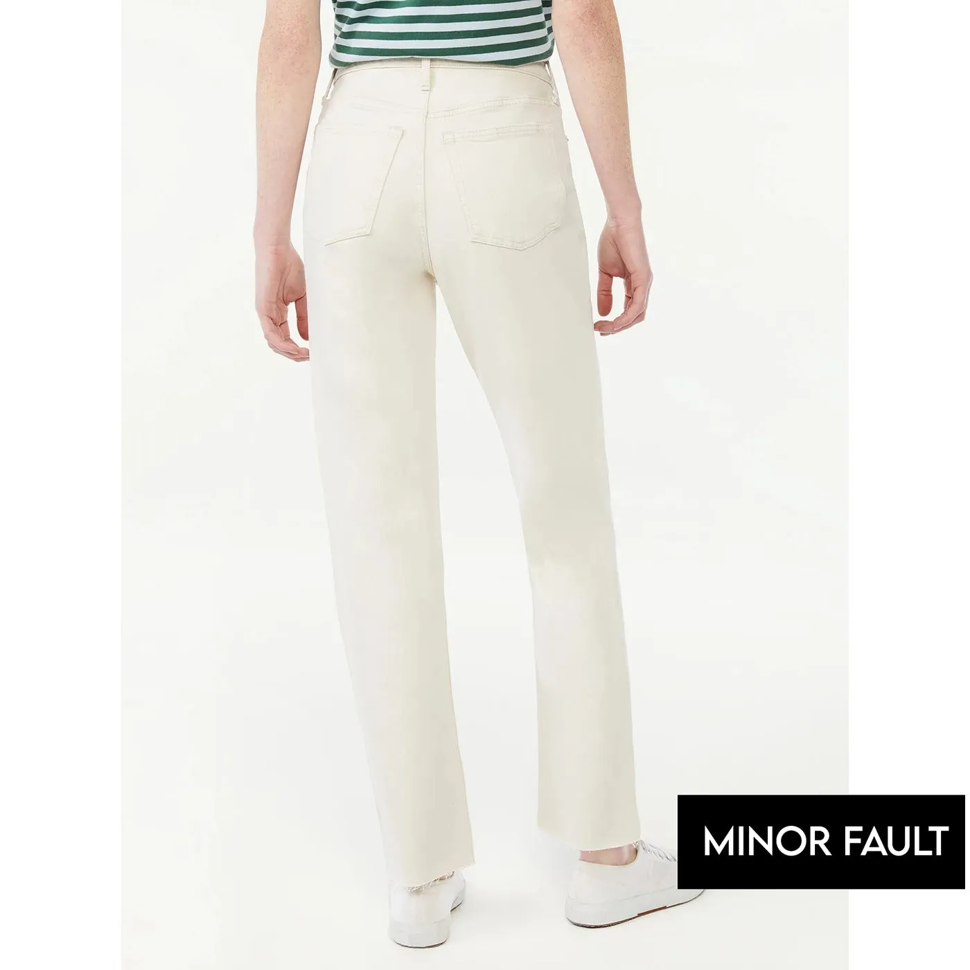 (Minor Fault) Cream Super High Rise Straight Jeans