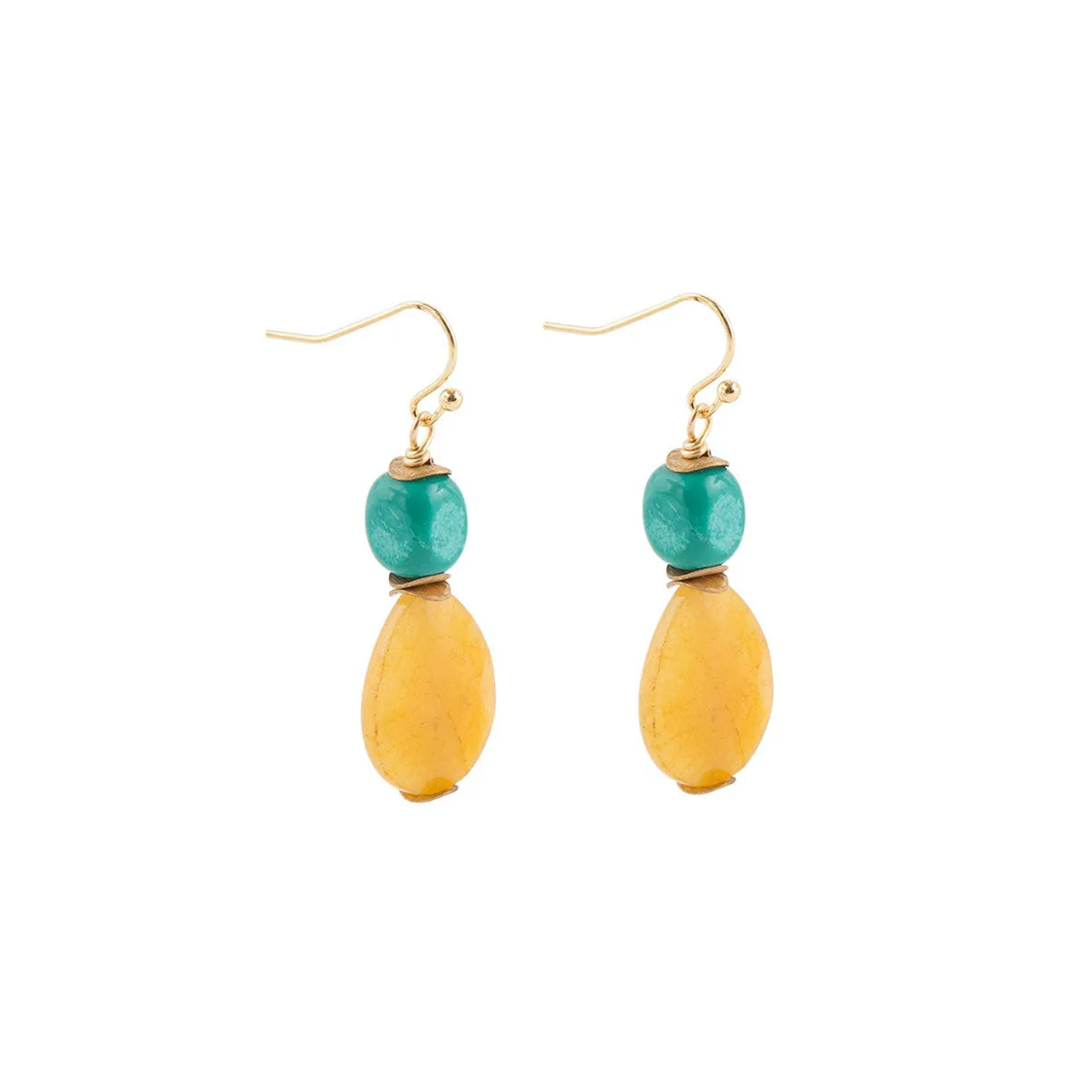 Mixed Honey Jade Drop Earrings