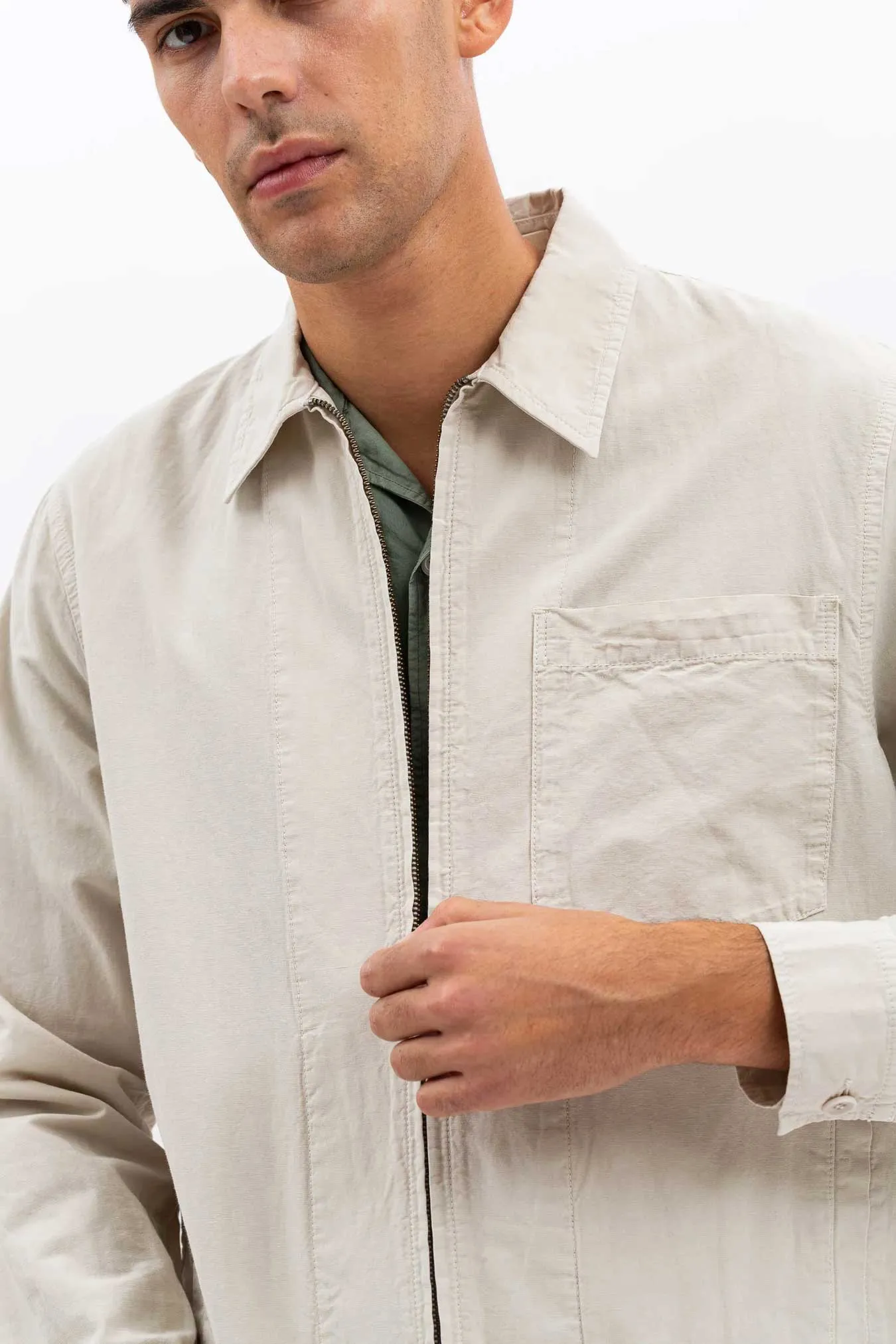 Norse Projects Julian Cotton Linen Jacket in Marble White