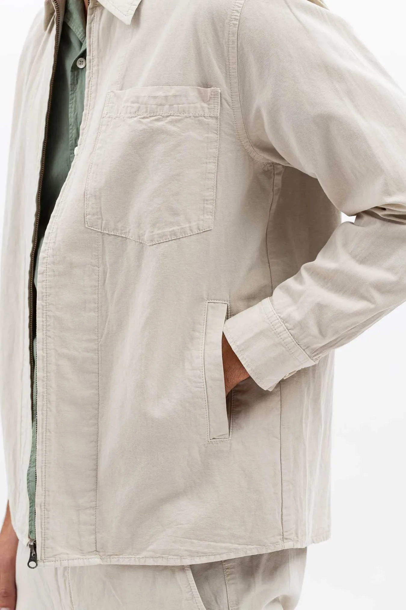 Norse Projects Julian Cotton Linen Jacket in Marble White