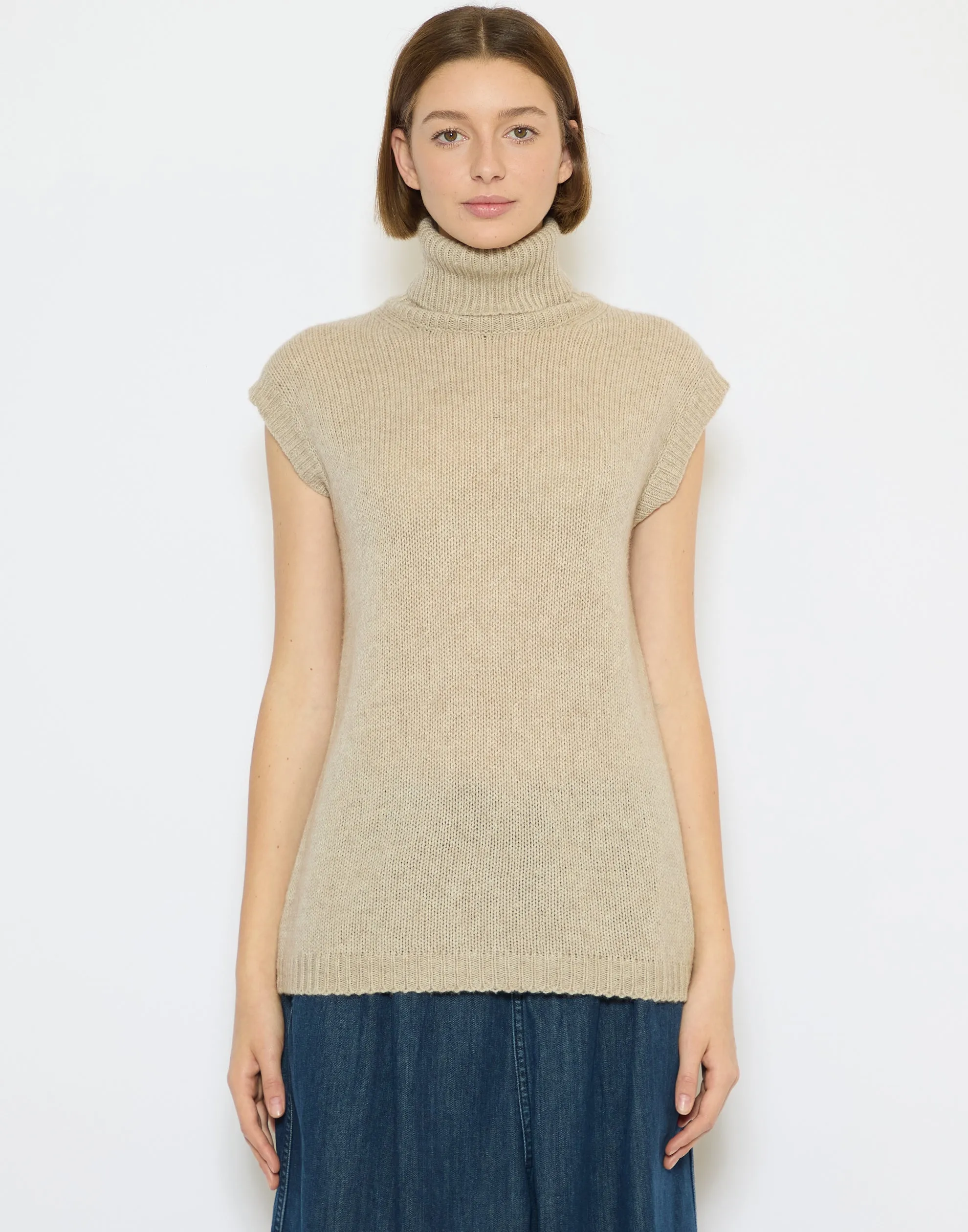 Oatmeal Melange Wool & Cashmere Sweater Vest