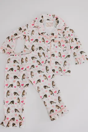 Raccoon Valentine Kids Pajama Set