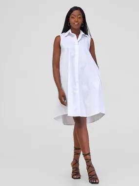 Safari Kaya Sleeveless Tent Shirt Dress - White