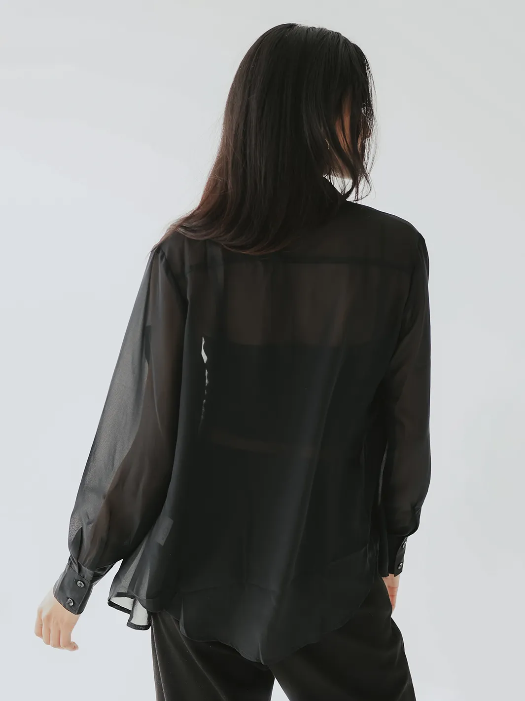 Sheer Long Sleeve Button Up