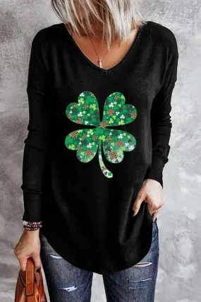 St Patricks Day Shirt Shamrock Long Sleeve Shirts Top