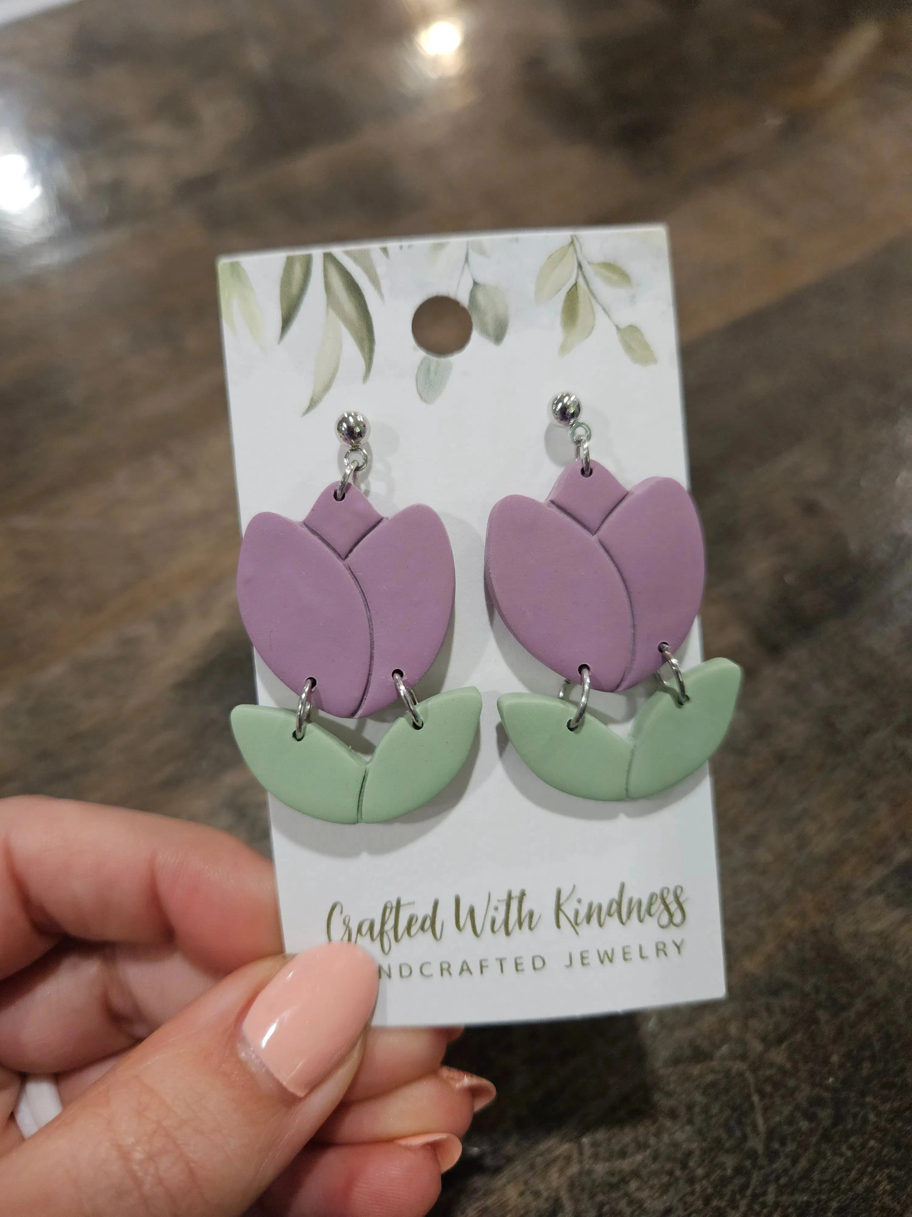 Tulip Dangle Clay Earrings