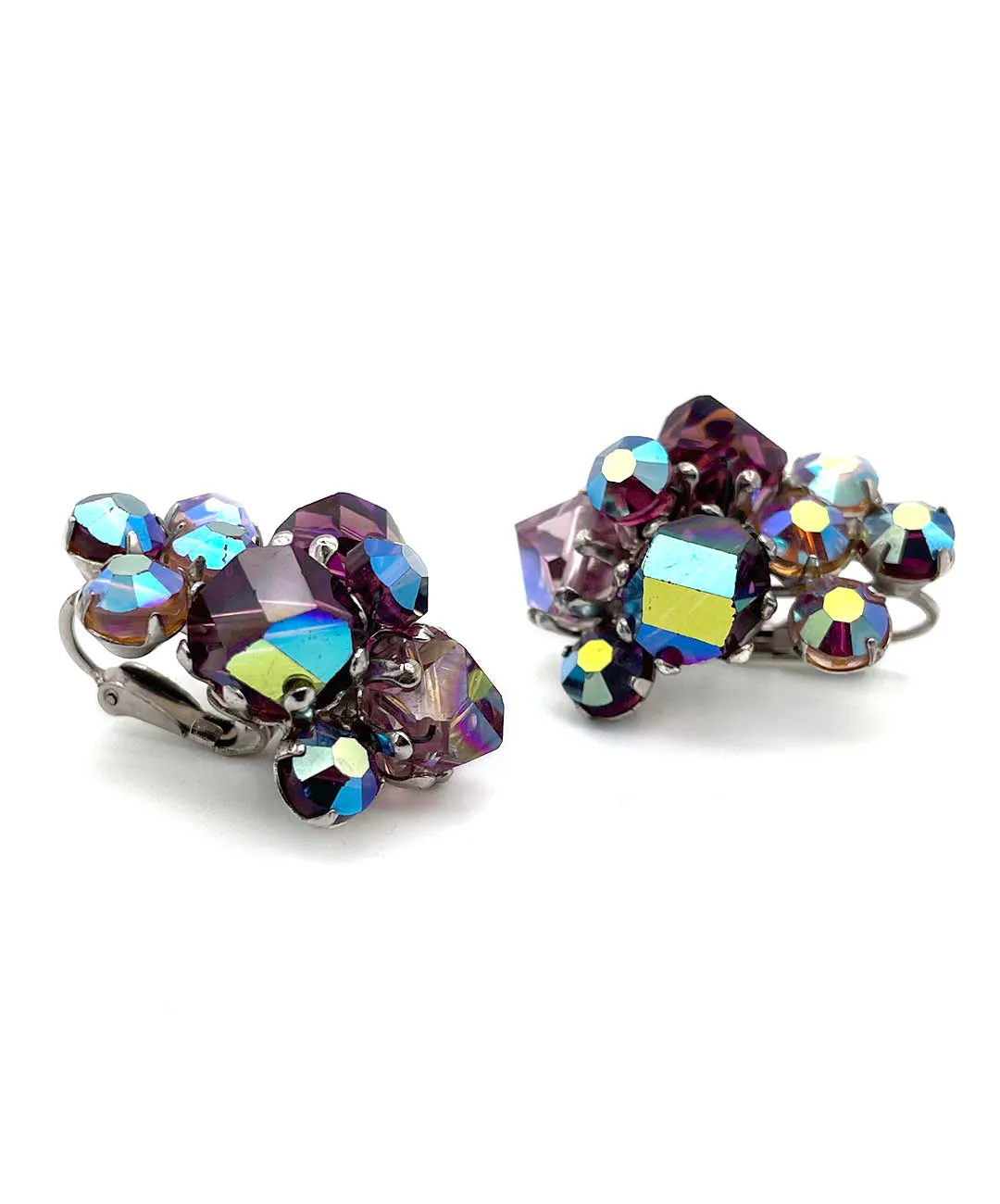 【USA輸入】ヴィンテージ VOGUE パープル オーロラ クラスター イヤリング/Vintage VOGUE Purple Aurora Cluster Clip On Earrings