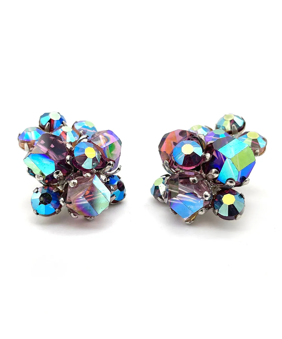 【USA輸入】ヴィンテージ VOGUE パープル オーロラ クラスター イヤリング/Vintage VOGUE Purple Aurora Cluster Clip On Earrings