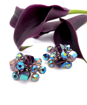 【USA輸入】ヴィンテージ VOGUE パープル オーロラ クラスター イヤリング/Vintage VOGUE Purple Aurora Cluster Clip On Earrings