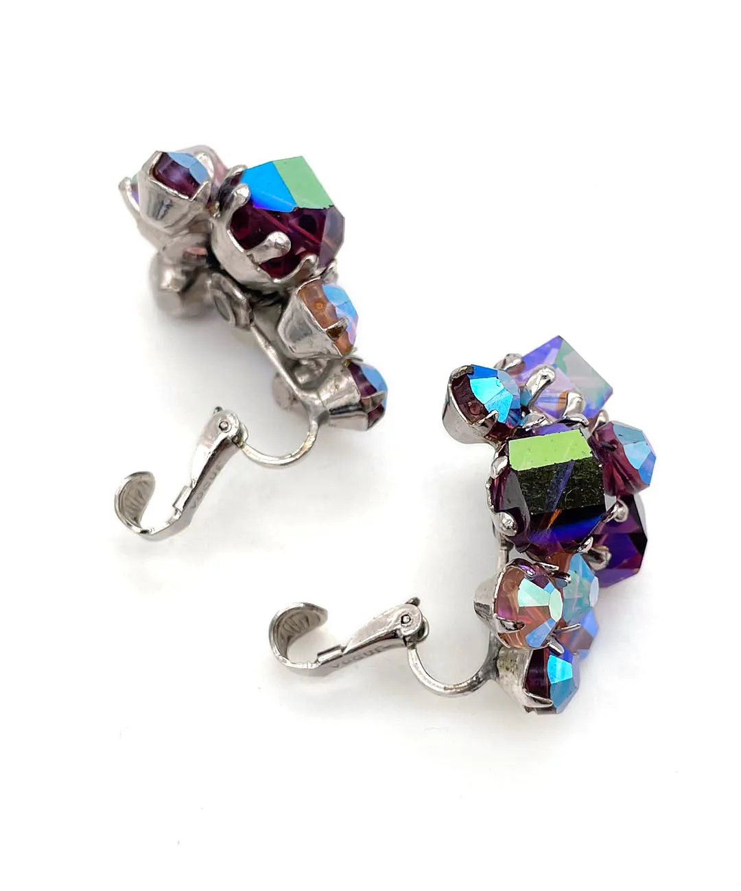 【USA輸入】ヴィンテージ VOGUE パープル オーロラ クラスター イヤリング/Vintage VOGUE Purple Aurora Cluster Clip On Earrings