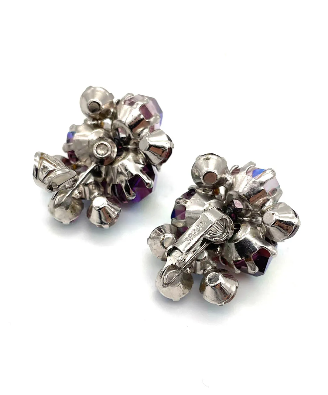 【USA輸入】ヴィンテージ VOGUE パープル オーロラ クラスター イヤリング/Vintage VOGUE Purple Aurora Cluster Clip On Earrings