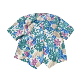 Vintage 80's Retro Floral Palm Button Up Short Sleeve Coastal Shirt