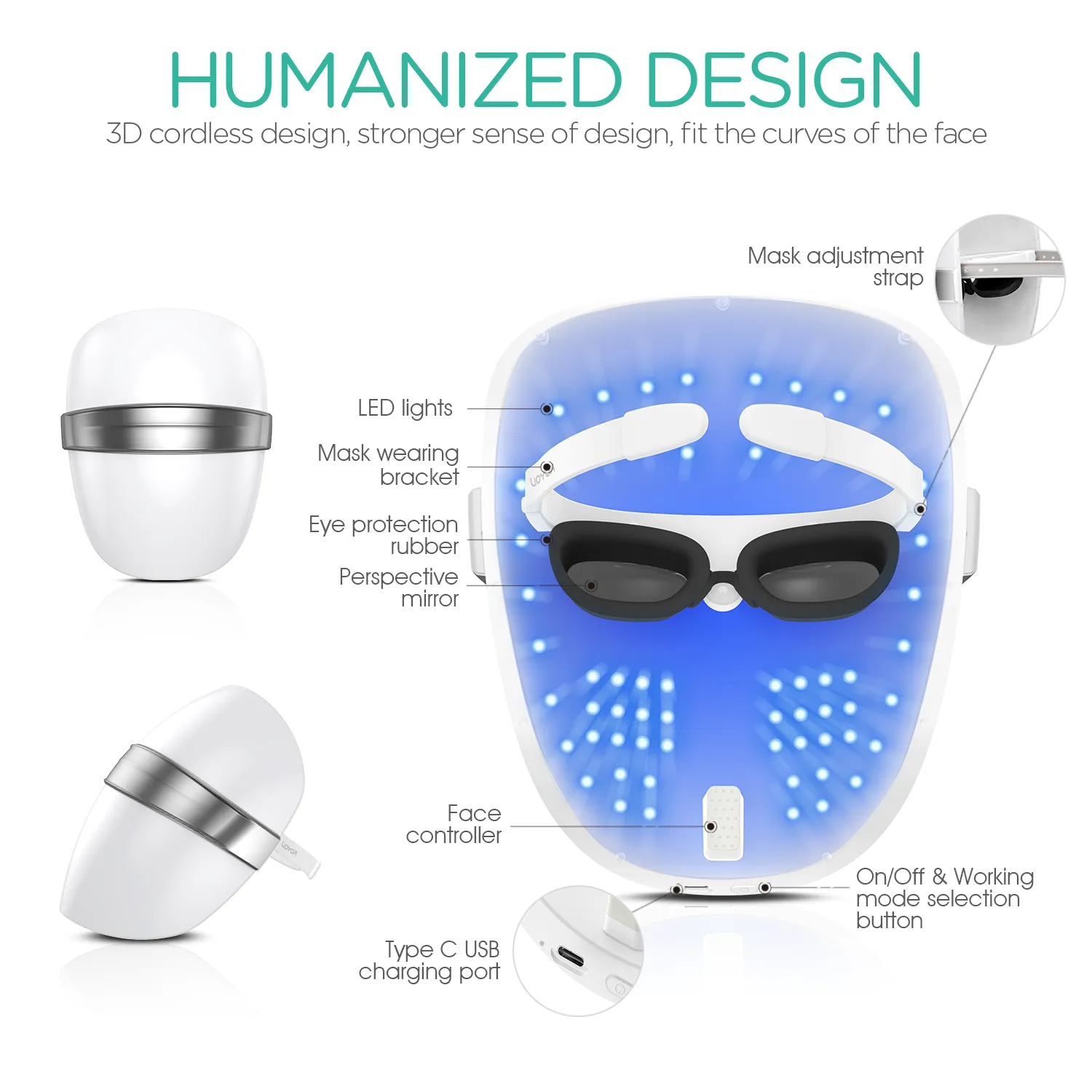 VOYOR LED Beauty Mask Professional Light Therapy Mask BM100