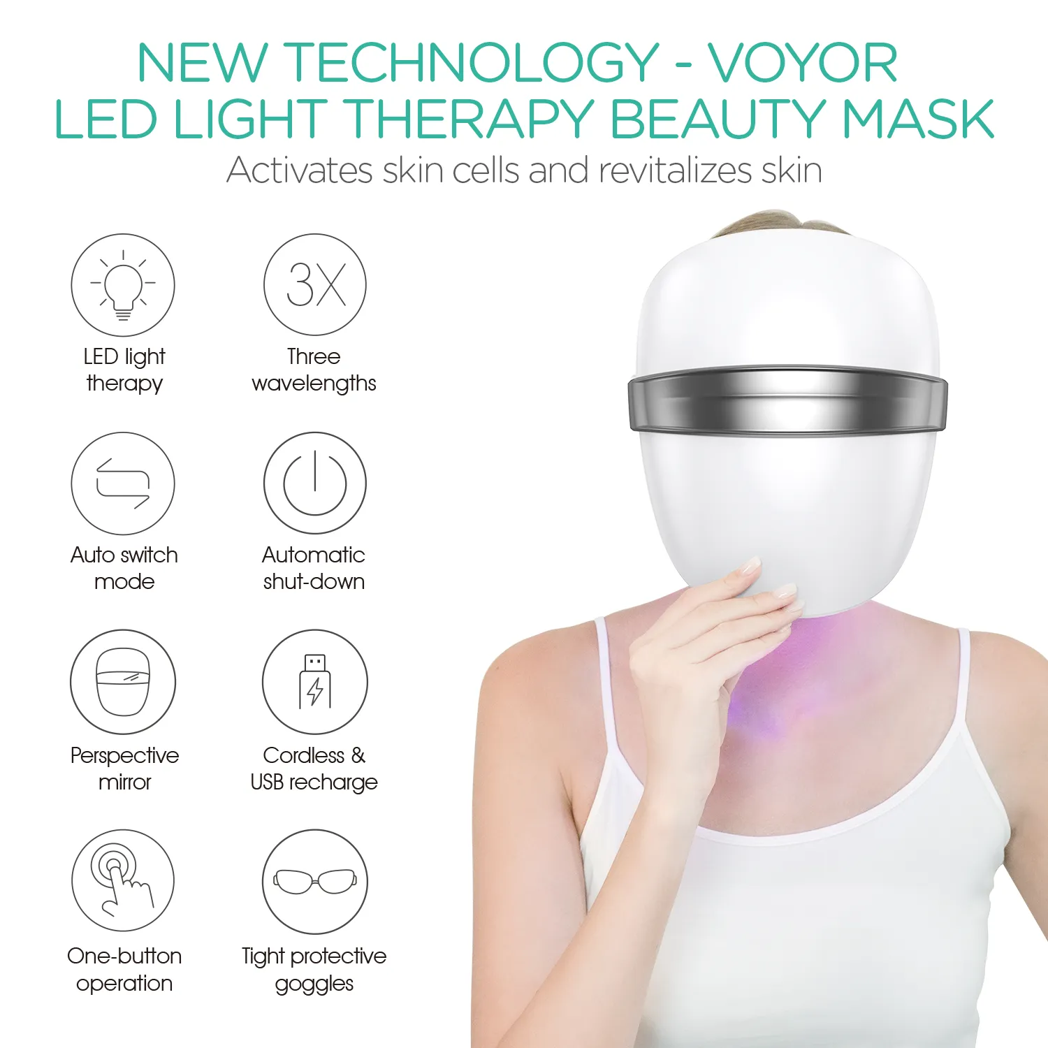 VOYOR LED Beauty Mask Professional Light Therapy Mask BM100