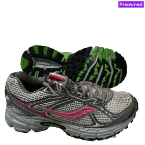 Women's Grid Cohesion TR7 Trail Running Grey/Green/Fuchsia Size 9M -Preowned